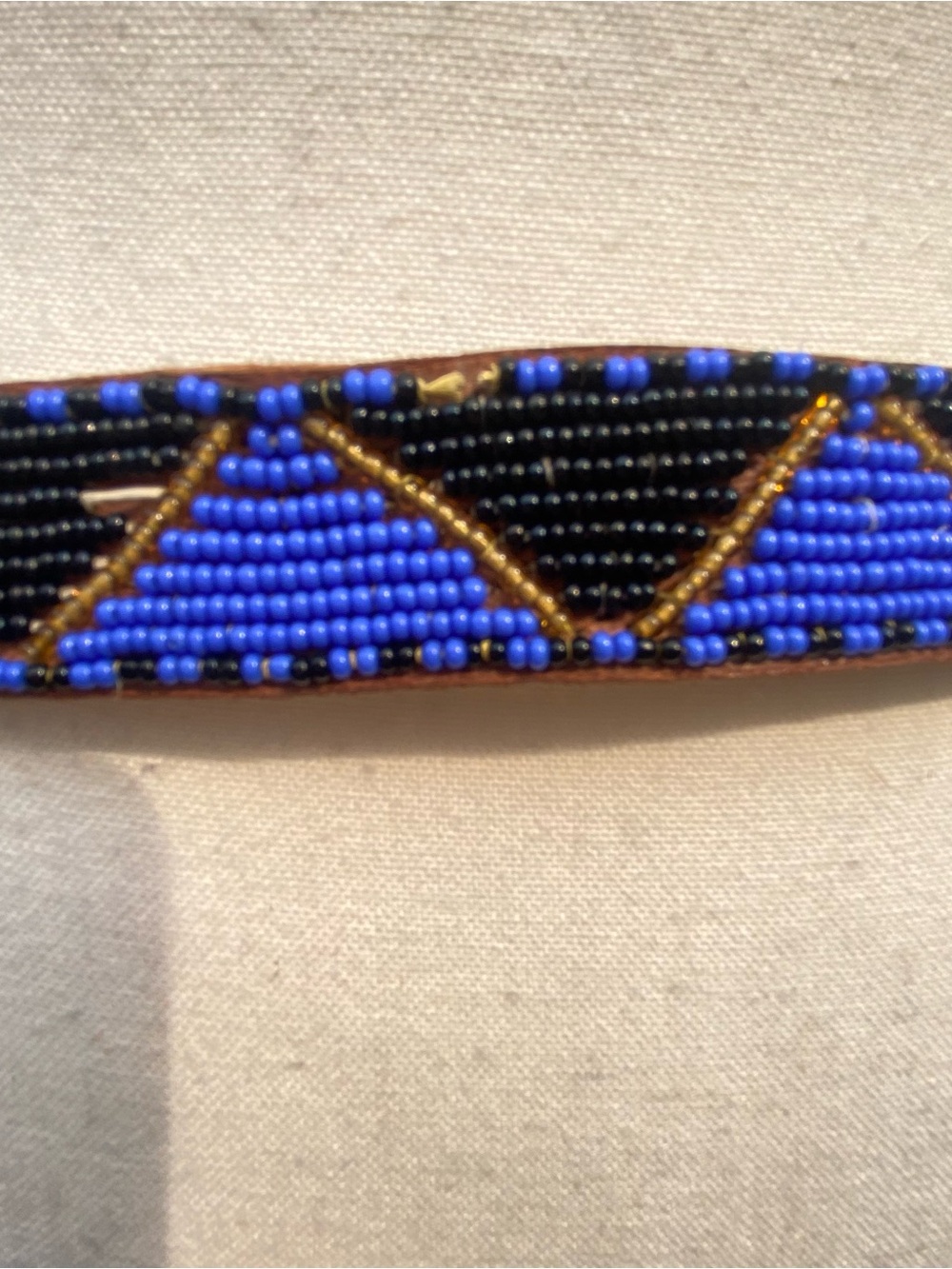 Vintage Artisanal Tribal Black & Blue Multicolor Beaded Belt S/M - Picture 5 of 6
